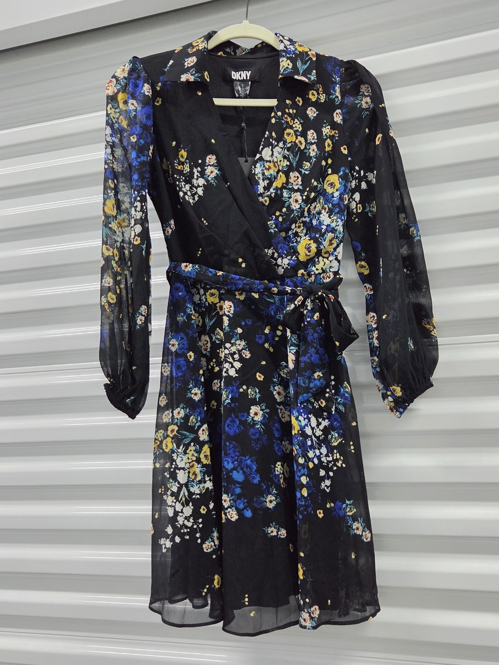 DKNY Long Sleeve Faux Wrap Midi Dress NWT